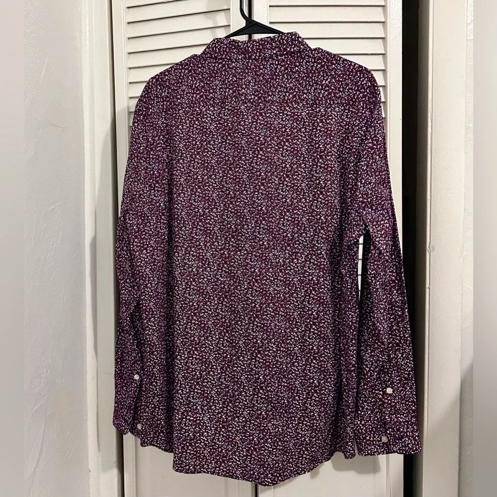 NWT - Perry Ellis Men”s Long Sleeve, Red & Gray Slim Fit Button Down - Picture 3 of 7